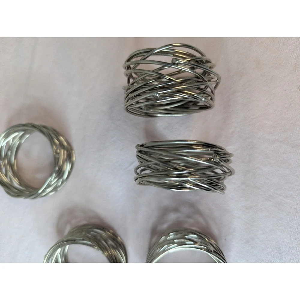 6 lot silver twisted metal napkin rings‎ holder tablescape table decoration